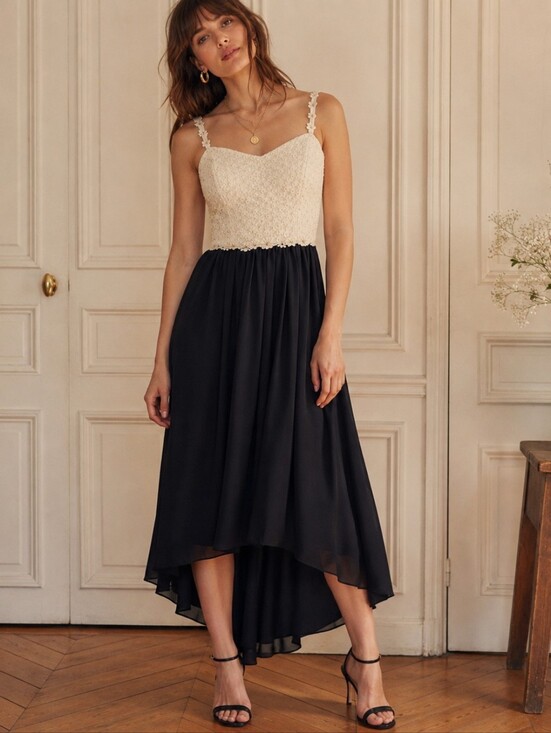 Ted Baker Dresses & Skirts - Ted Baker Rosemry Daisy Dip Hem Pleat Midi Dress, Navy